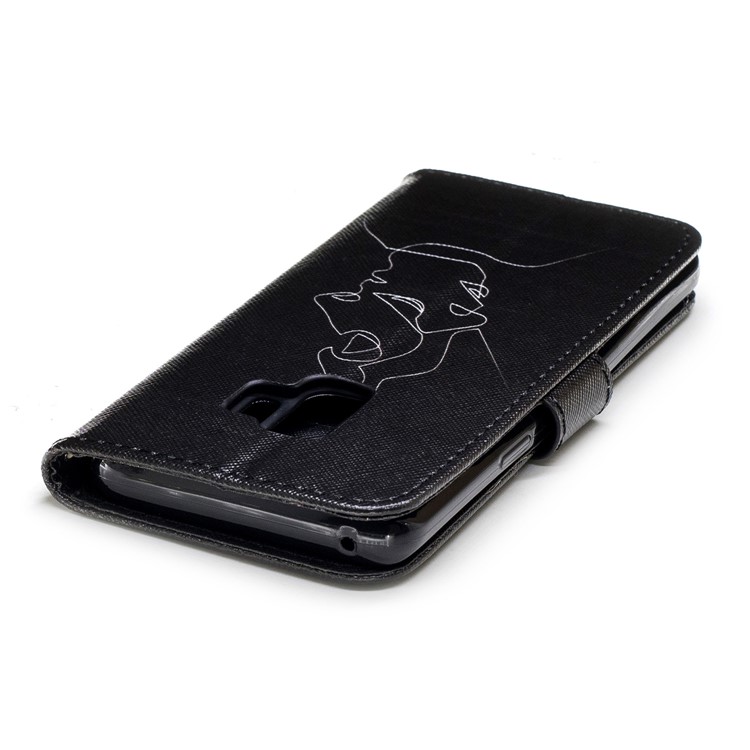 Patterned Wallet Stand Leather Cellphone Case for Samsung Galaxy S9 G960 - Abstract Face-6