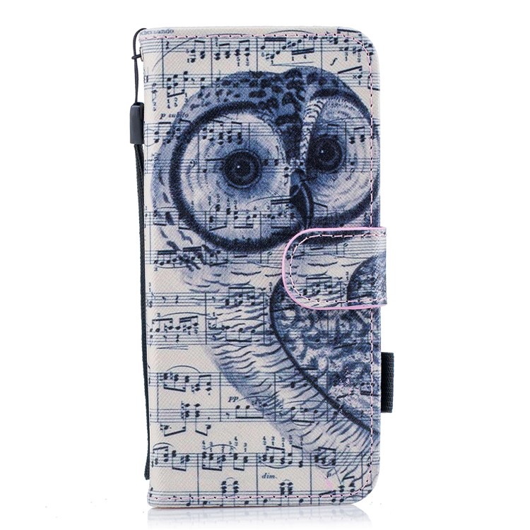 Pattern Printing Wallet Stand Leather Case with Strap for Samsung Galaxy S9 G960 - Owl and Musical Note-2