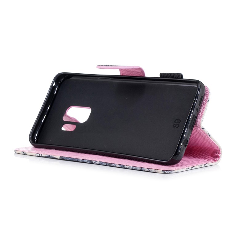 Pattern Printing Wallet Stand Leather Case with Strap for Samsung Galaxy S9 G960 - Owl and Musical Note-5