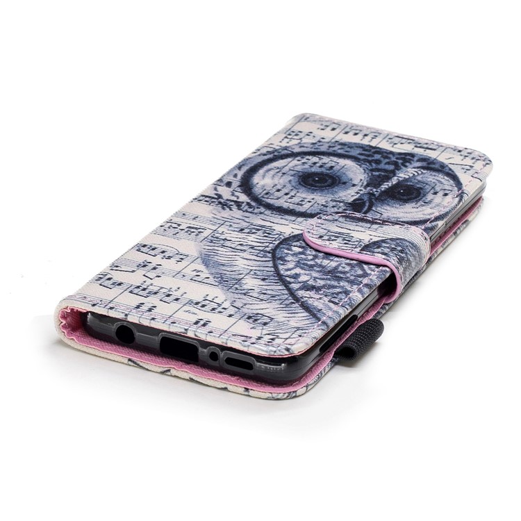 Pattern Printing Wallet Stand Leather Case with Strap for Samsung Galaxy S9 G960 - Owl and Musical Note-6