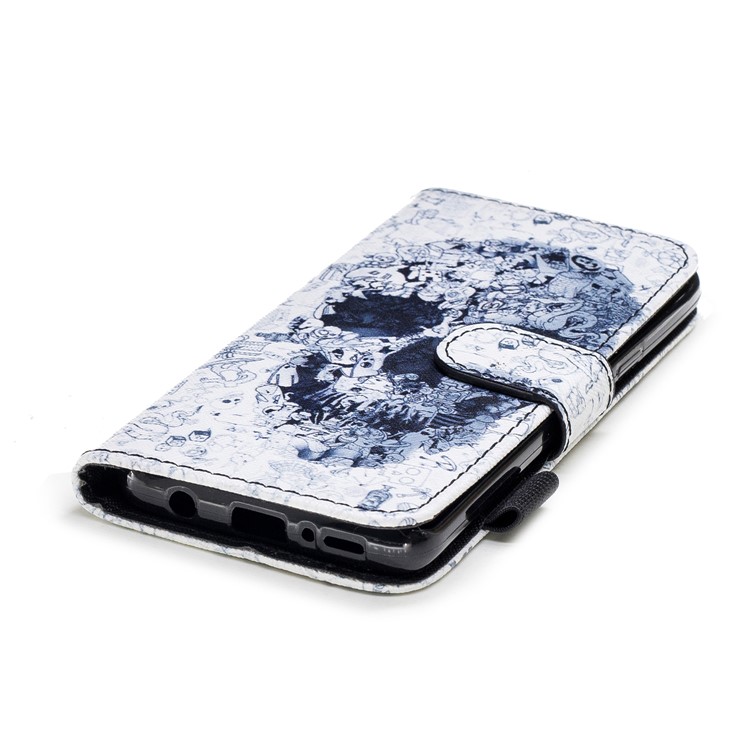 Pattern Printing Wallet Stand Leather Shell for Samsung Galaxy S9 G960 - Skull-5