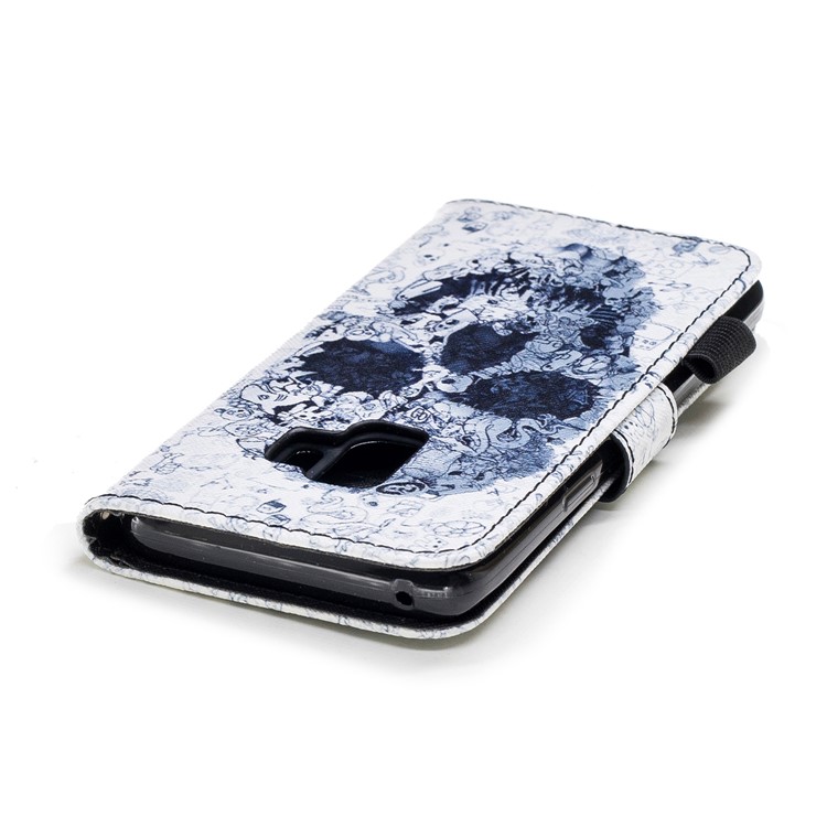Pattern Printing Wallet Stand Leather Shell for Samsung Galaxy S9 G960 - Skull-6