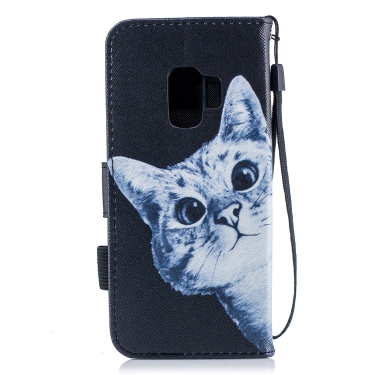Patterned Wallet Stand Leather Mobile Phone Cover for Samsung Galaxy S9 G960 - Adorable Cat-2