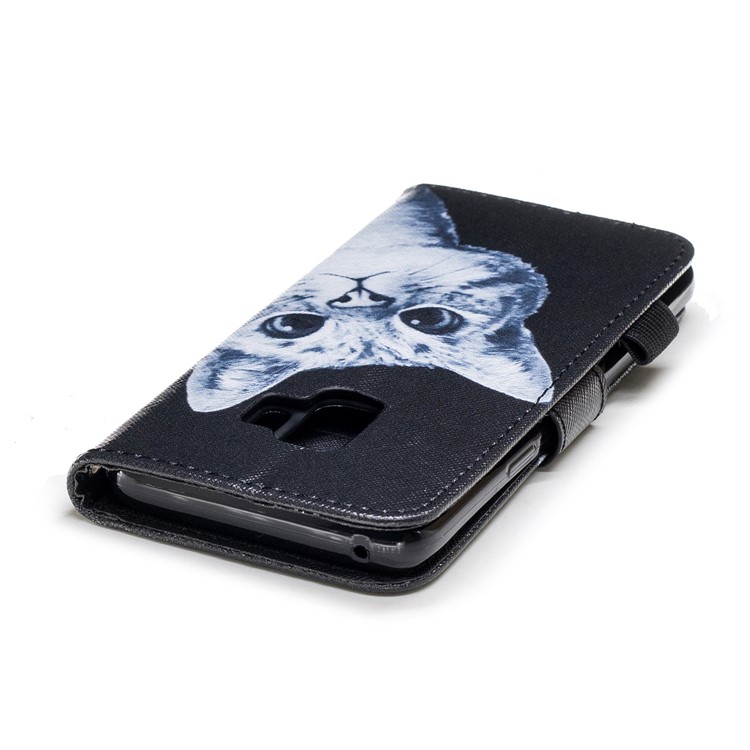 Patterned Wallet Stand Leather Mobile Phone Cover for Samsung Galaxy S9 G960 - Adorable Cat-6