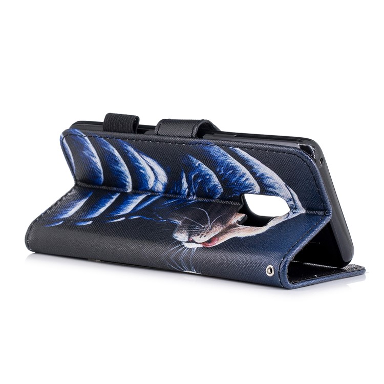 Patterned Wallet Stand Leather Mobile Phone Shell for Samsung Galaxy S9 G960 - Cat Wearing Coat-3