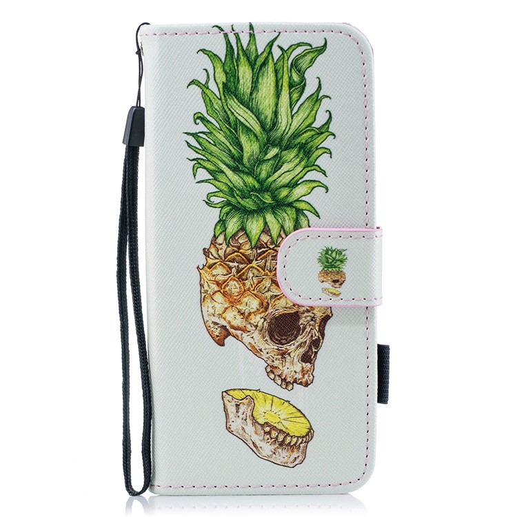 Patterned Wallet Stand Protective Leather Mobile Casing for Samsung Galaxy S9 G960 - Skull Pineapple-1