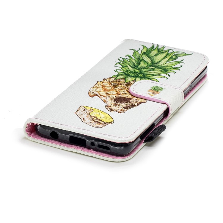 Patterned Wallet Stand Protective Leather Mobile Casing for Samsung Galaxy S9 G960 - Skull Pineapple-5