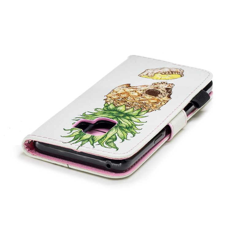 Patterned Wallet Stand Protective Leather Mobile Casing for Samsung Galaxy S9 G960 - Skull Pineapple-6