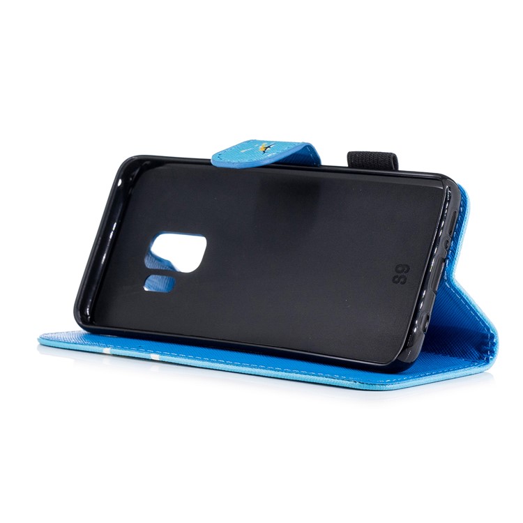 Patterned Wallet Stand Leather Case Accessory for Samsung Galaxy S9 G960 - Giraffe Riding Whale-4