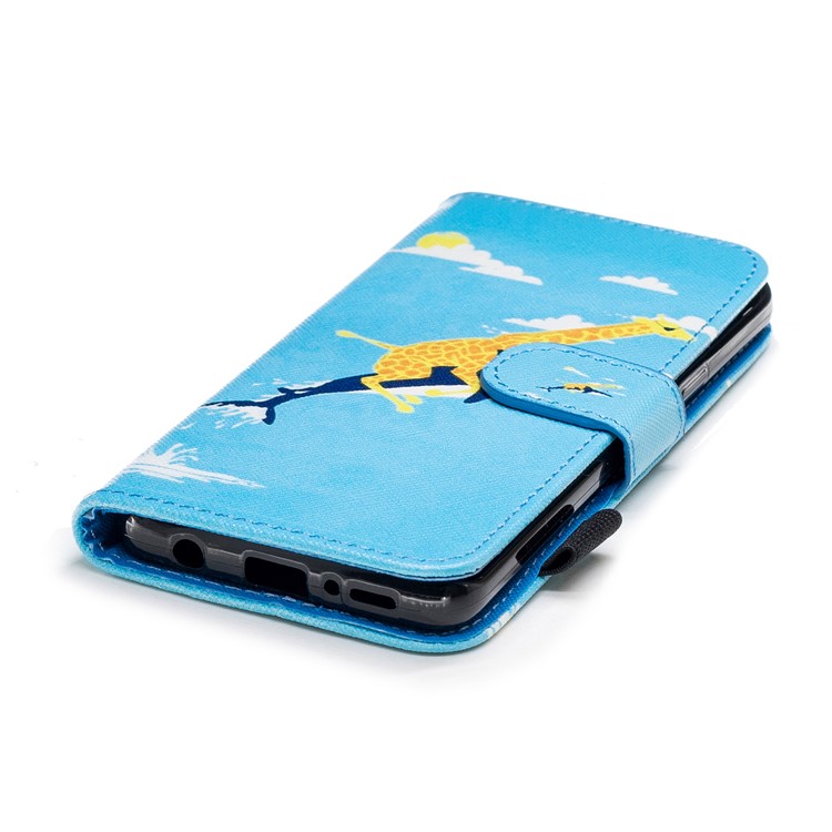 Patterned Wallet Stand Leather Case Accessory for Samsung Galaxy S9 G960 - Giraffe Riding Whale-5