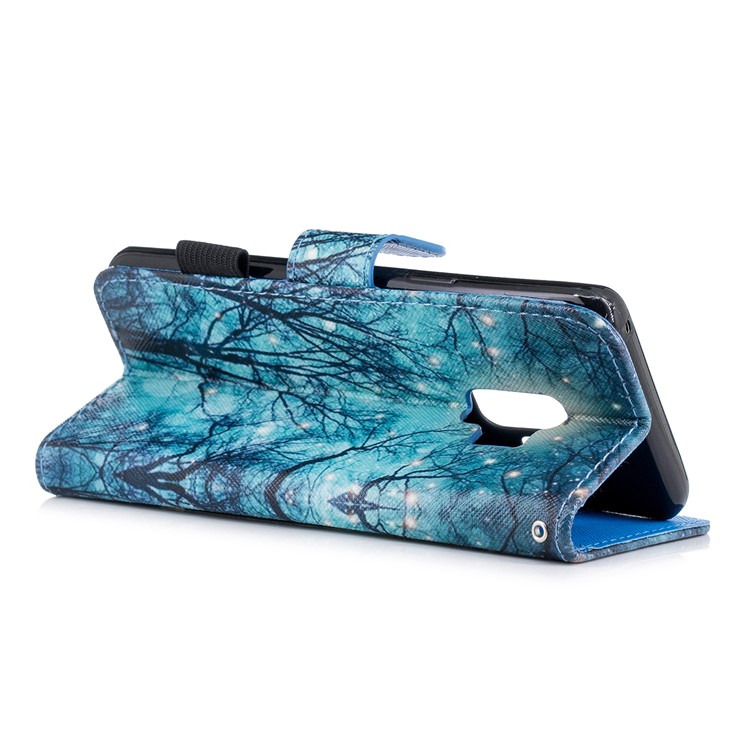 Patterned Card Holder Stand Leather Case Cover for Samsung Galaxy S9 G960 - Forest-3