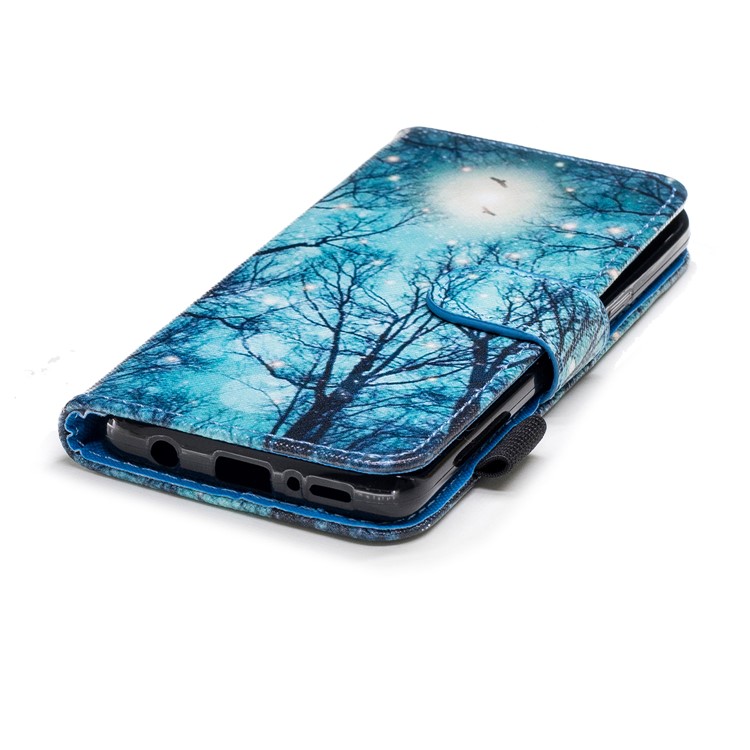 Patterned Card Holder Stand Leather Case Cover for Samsung Galaxy S9 G960 - Forest-5