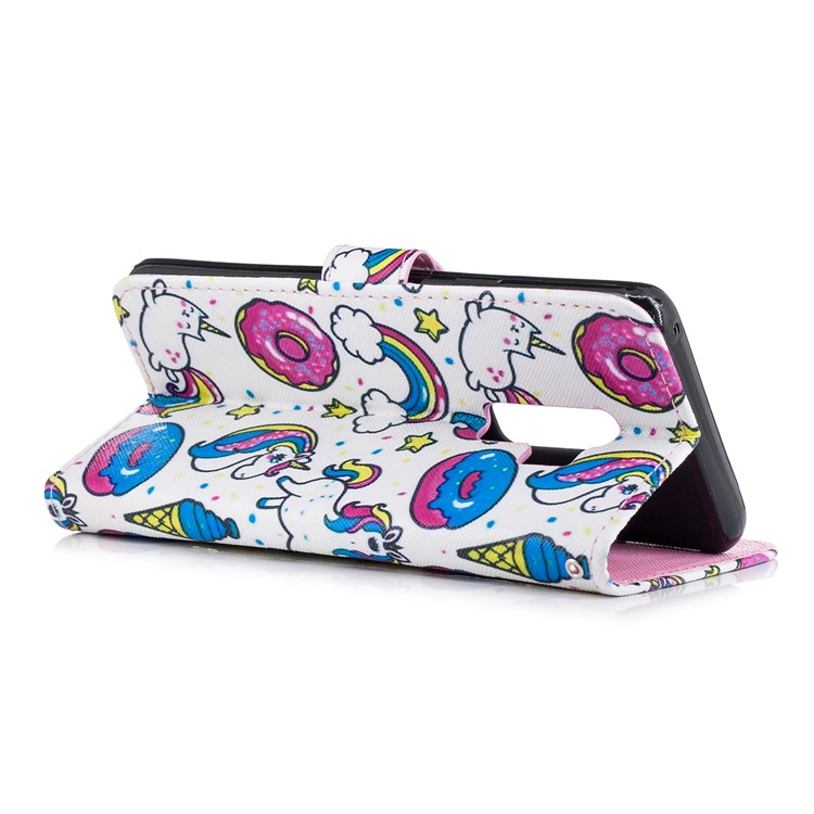 For Samsung Galaxy S9+ G965 Pattern Printing Leather Wallet Stand Cover - Unicorn and Doughnut-3