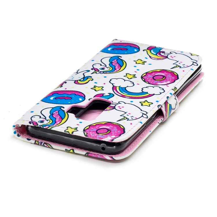 For Samsung Galaxy S9+ G965 Pattern Printing Leather Wallet Stand Cover - Unicorn and Doughnut-6