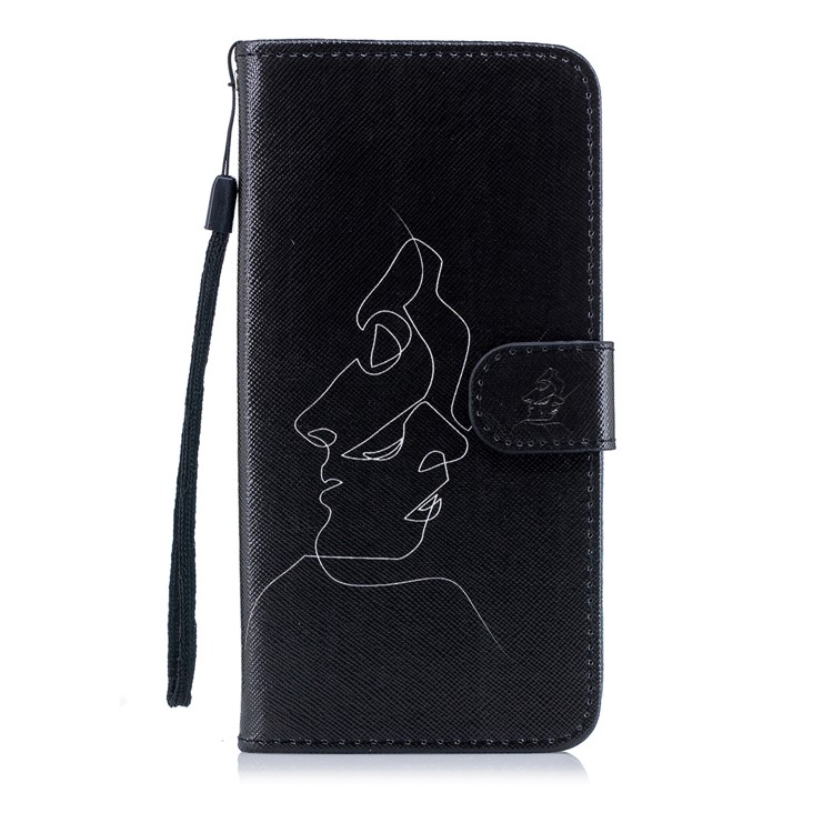 For Samsung Galaxy S9+ G965 Pattern Printing Leather Wallet Stand Shell - Abstract Face-1