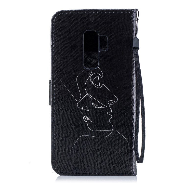 For Samsung Galaxy S9+ G965 Pattern Printing Leather Wallet Stand Shell - Abstract Face-2
