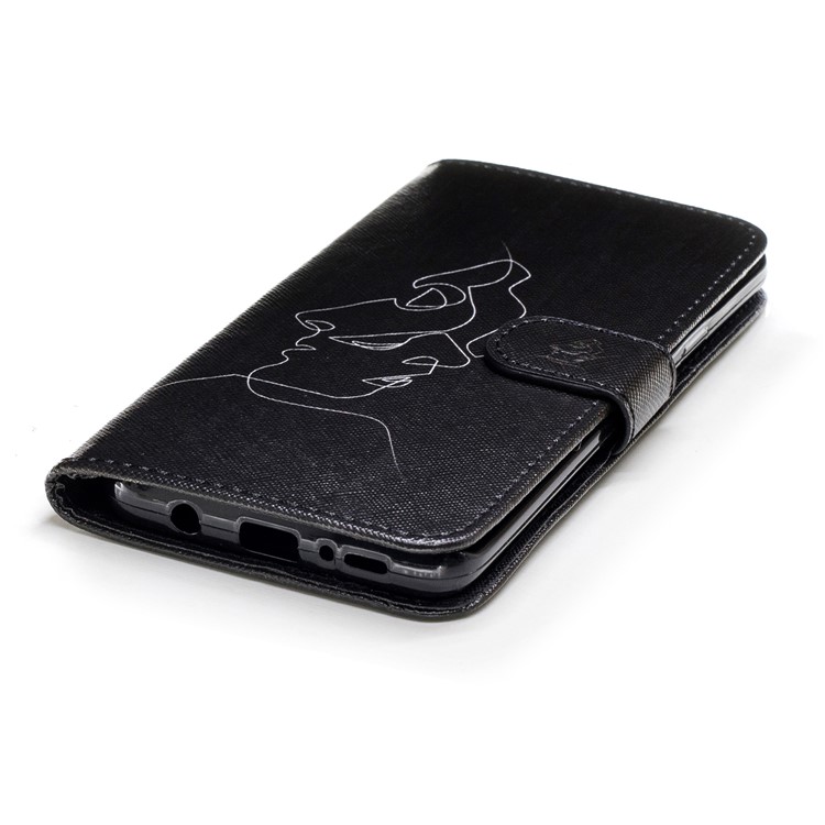 For Samsung Galaxy S9+ G965 Pattern Printing Leather Wallet Stand Shell - Abstract Face-5