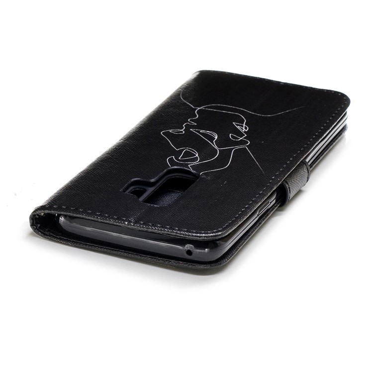 For Samsung Galaxy S9+ G965 Pattern Printing Leather Wallet Stand Shell - Abstract Face-6