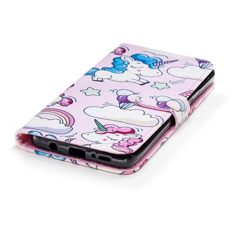 For Samsung Galaxy S9+ G965 Patterned PU Leather Card Holder Case Cover with Strap - Shy Unicorn-5