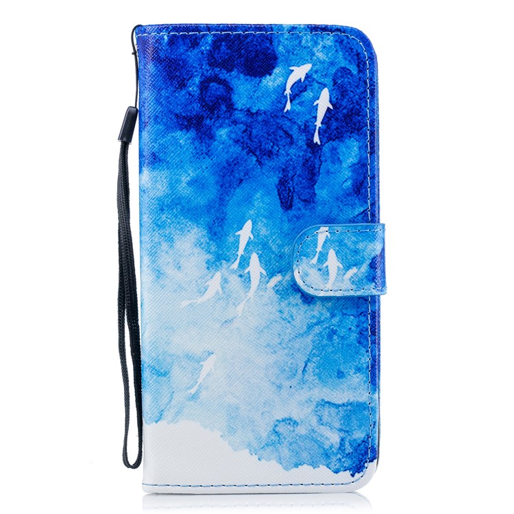 For Samsung Galaxy S9+ G965 Pattern Printing Leather Wallet Stand Mobile Cover - Fish-1