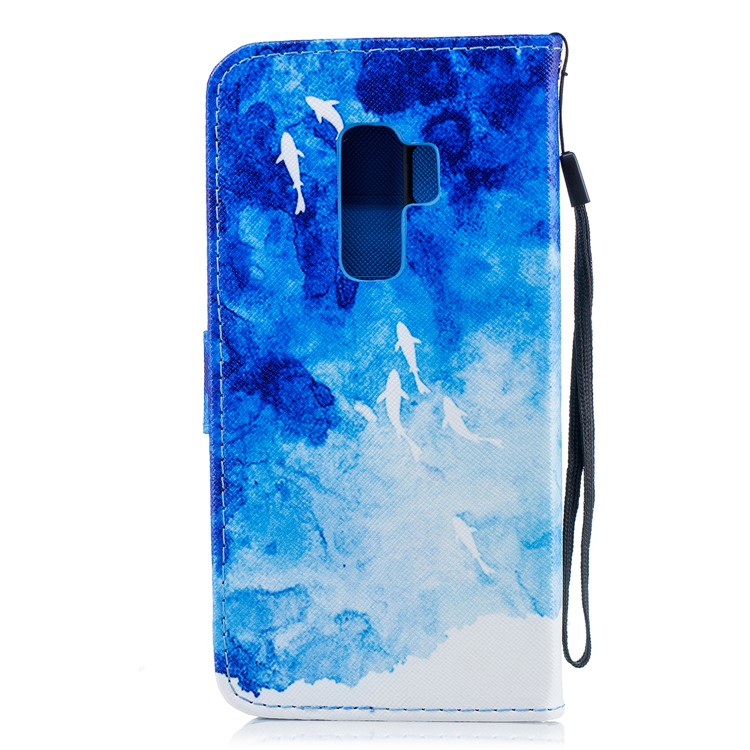 For Samsung Galaxy S9+ G965 Pattern Printing Leather Wallet Stand Mobile Cover - Fish-2