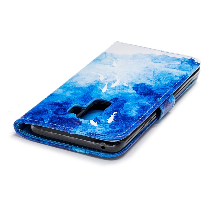 For Samsung Galaxy S9+ G965 Pattern Printing Leather Wallet Stand Mobile Cover - Fish-6