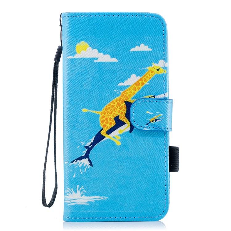 Pattern Printing Wallet Stand Leather Cover for Samsung Galaxy S9 Plus G965 - Giraffe Riding Whale-1