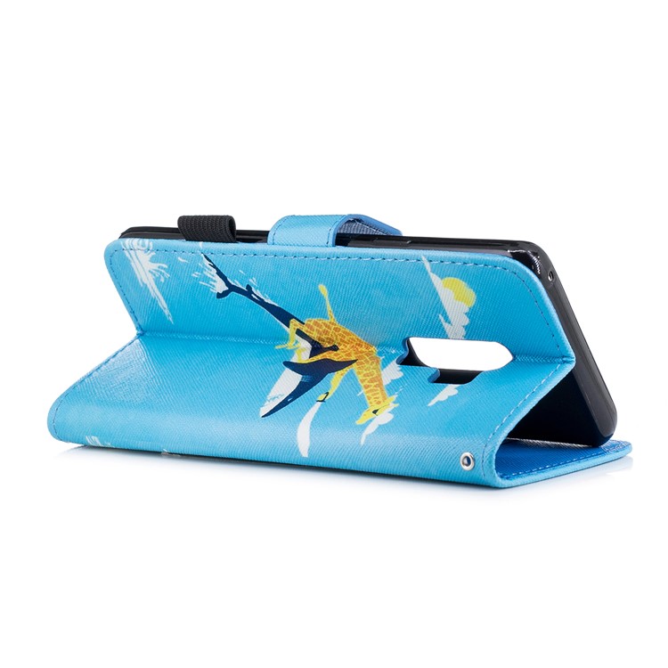 Pattern Printing Wallet Stand Leather Cover for Samsung Galaxy S9 Plus G965 - Giraffe Riding Whale-3