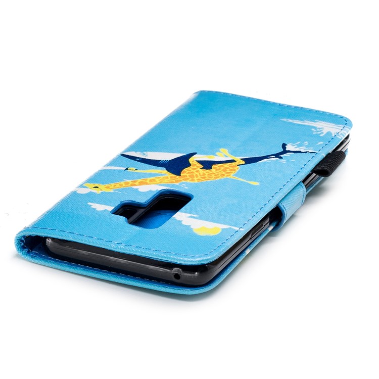 Pattern Printing Wallet Stand Leather Cover for Samsung Galaxy S9 Plus G965 - Giraffe Riding Whale-6