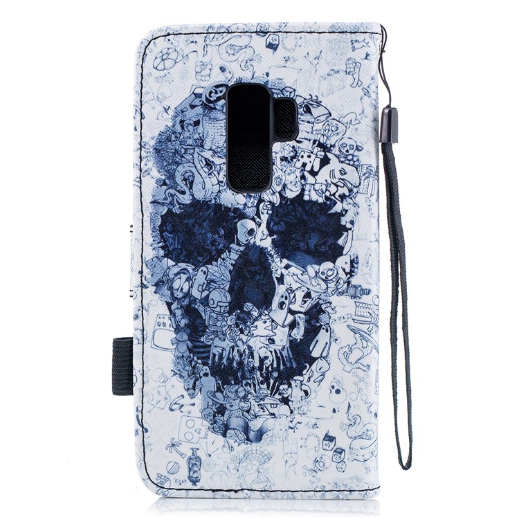 Pattern Printing Wallet Leather Stand Phone Cover for Samsung Galaxy S9 Plus G965 - Skull-2