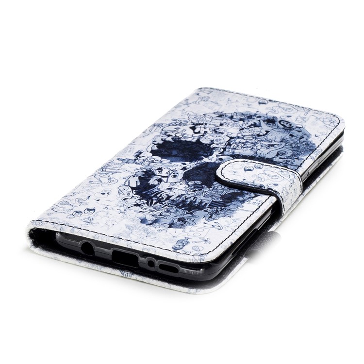 Pattern Printing Wallet Leather Stand Phone Cover for Samsung Galaxy S9 Plus G965 - Skull-5