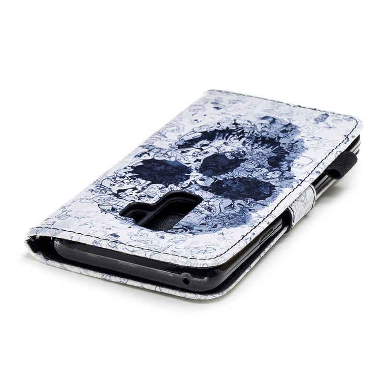 Pattern Printing Wallet Leather Stand Phone Cover for Samsung Galaxy S9 Plus G965 - Skull-6