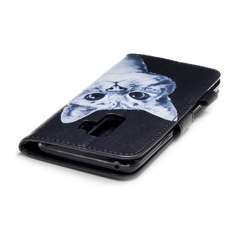 Pattern Printing PU Leather Wallet Stand Phone Shell for Samsung Galaxy S9+ G965 - Adorable Cat-6