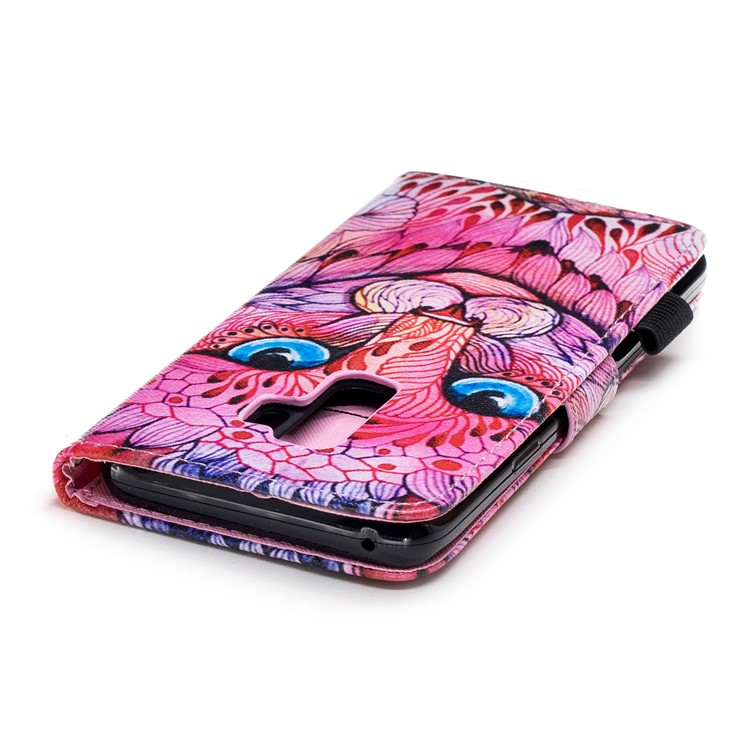 Pattern Printing PU Leather Card Holder Mobile Casing for Samsung Galaxy S9+ G965 - Abstract Cat-6