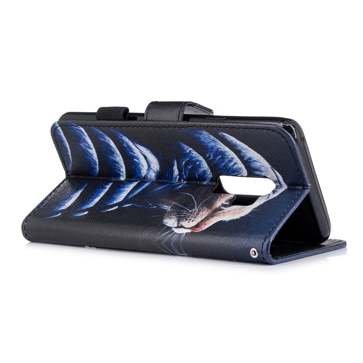 Pattern Printing Leather Magnetic Wallet Shell Case for Samsung Galaxy S9+ G965 - Cat Wearing Coat-3