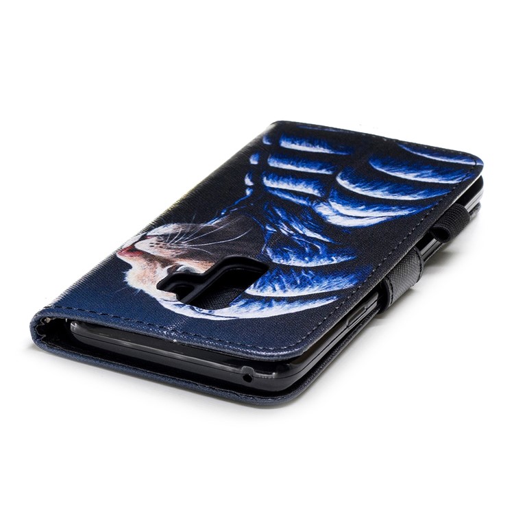 Pattern Printing Leather Magnetic Wallet Shell Case for Samsung Galaxy S9+ G965 - Cat Wearing Coat-5