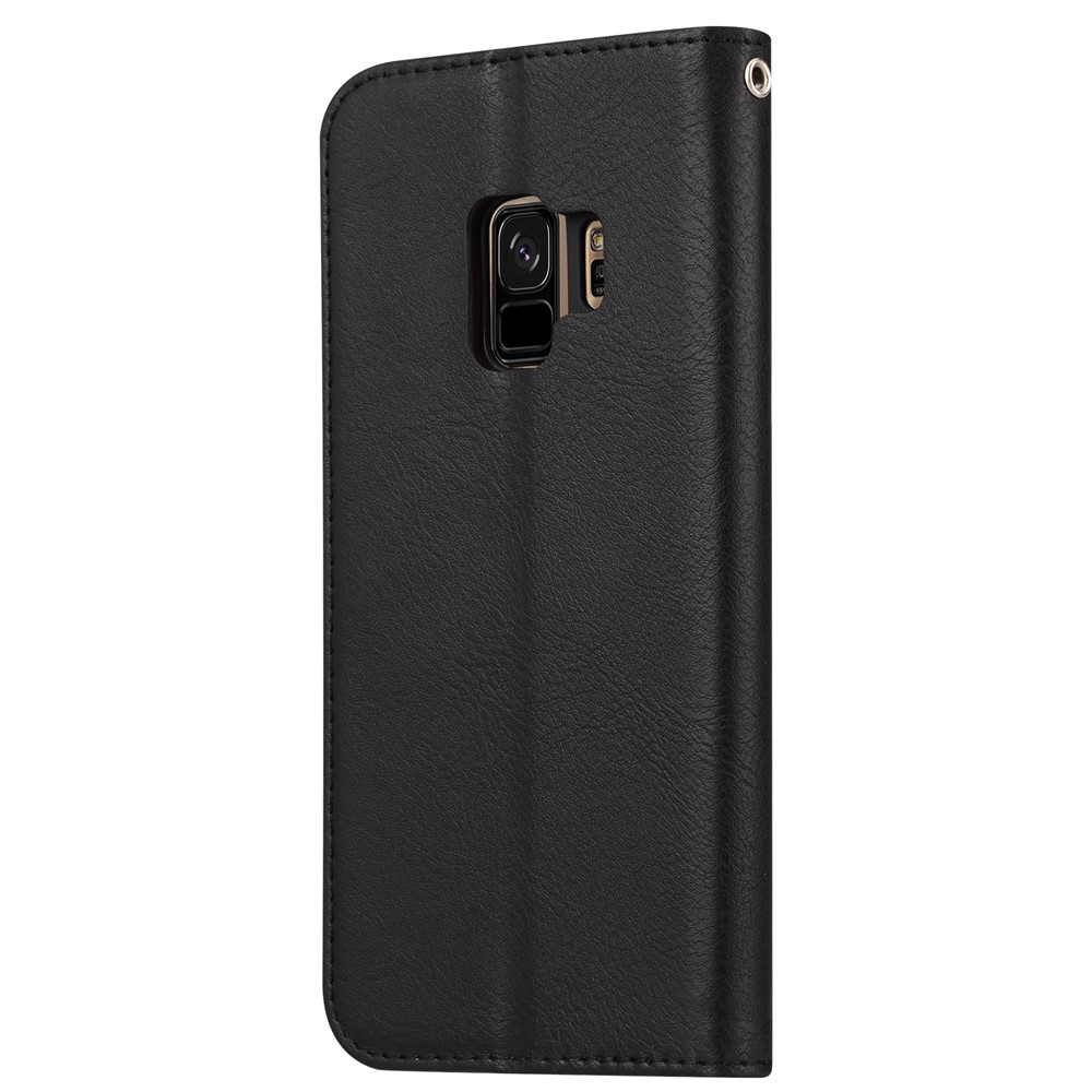 For Samsung Galaxy S9 G960 PU Leather Wallet Stand Case Accessory - Black-4