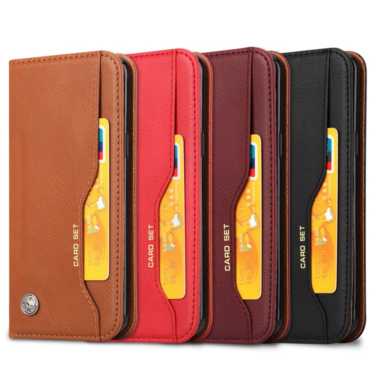 For Samsung Galaxy S9 G960 PU Leather Wallet Stand Protection Flip Case - Red-5