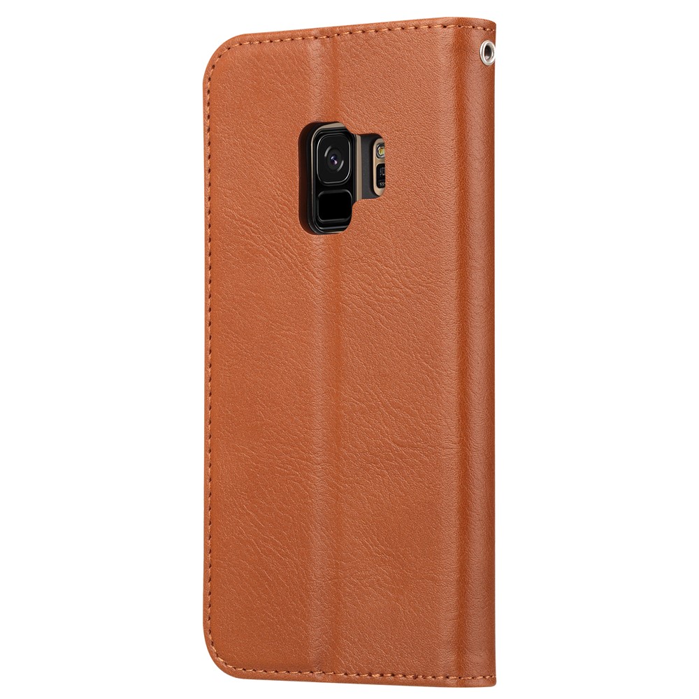 For Samsung Galaxy S9 G960 Leather Stand Wallet Protection Cover - Brown-3