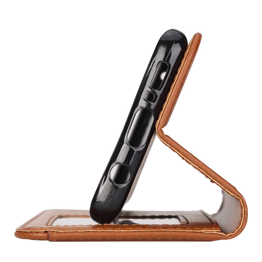 For Samsung Galaxy S9 G960 Leather Stand Wallet Protection Cover - Brown-5