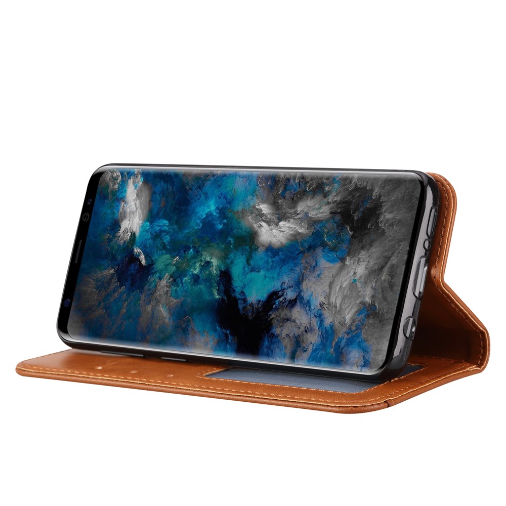 For Samsung Galaxy S9 G960 Leather Stand Wallet Protection Cover - Brown-6