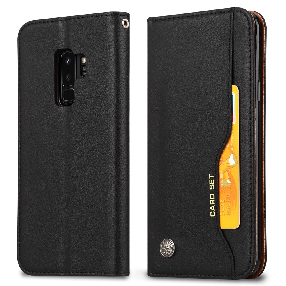 For Samsung Galaxy S9+ G965 PU Leather Wallet Stand Case Accessory - Black-2