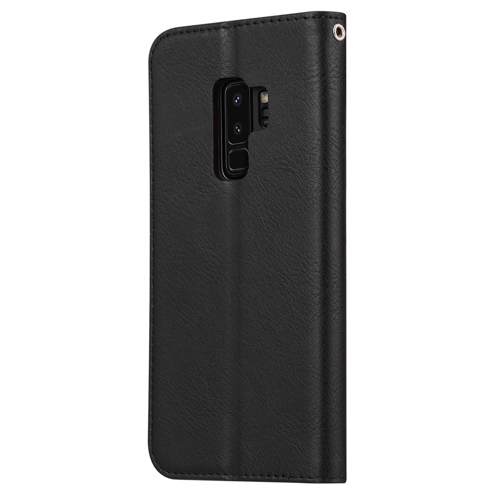 For Samsung Galaxy S9+ G965 PU Leather Wallet Stand Case Accessory - Black-4