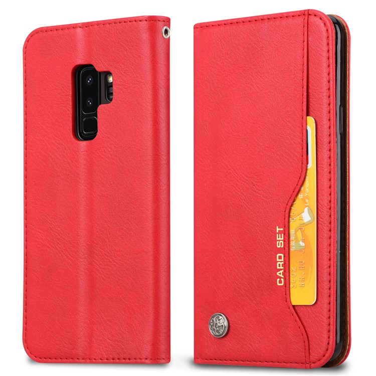 PU Leather Wallet Stand Case Cover for Samsung Galaxy S9+ G965 - Red-2