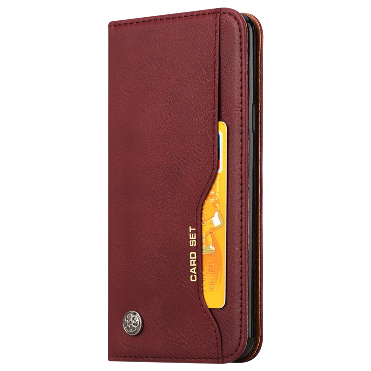 For Samsung Galaxy S9+ G965 PU Leather Wallet Card Holder Flip Cover - Wine Red-3