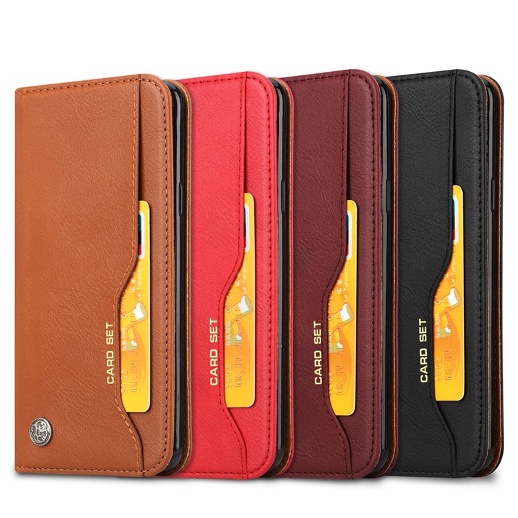 For Samsung Galaxy S9+ G965 PU Leather Wallet Card Holder Flip Cover - Wine Red-5