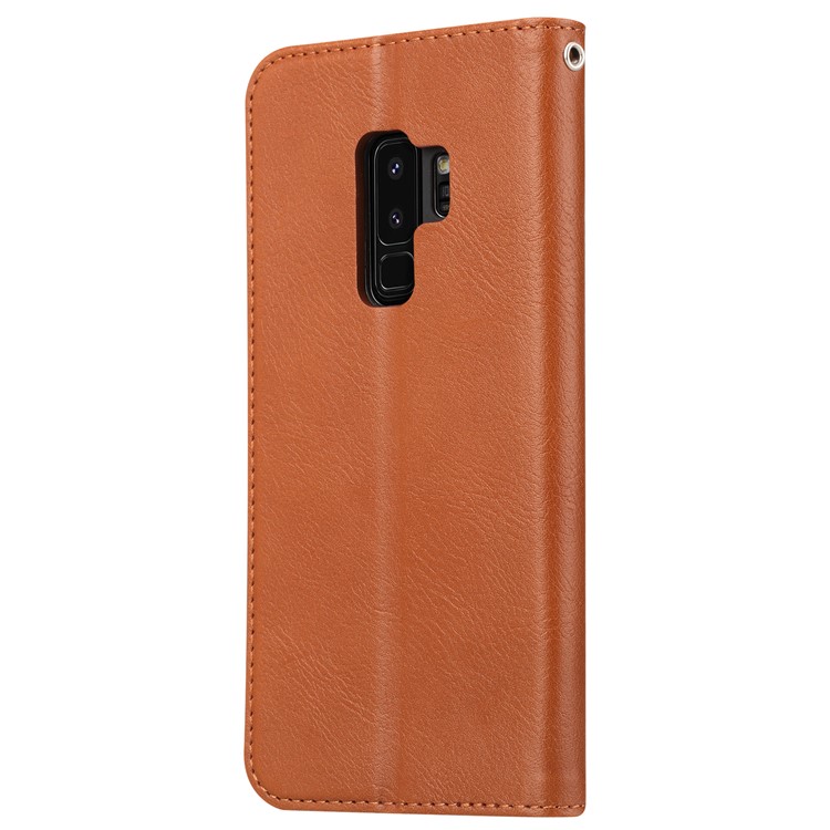 For Samsung Galaxy S9+ G965 PU Leather Wallet Stand Protective Casing - Brown-4