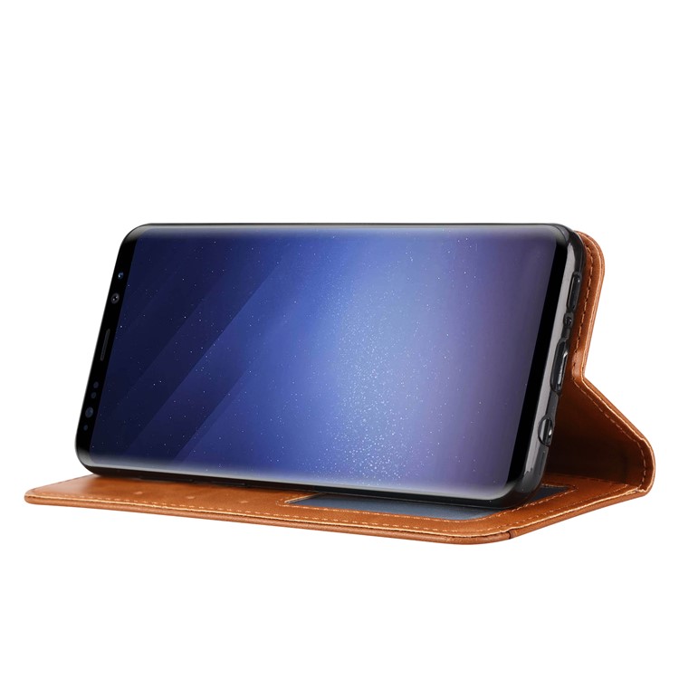 For Samsung Galaxy S9+ G965 PU Leather Wallet Stand Protective Casing - Brown-6