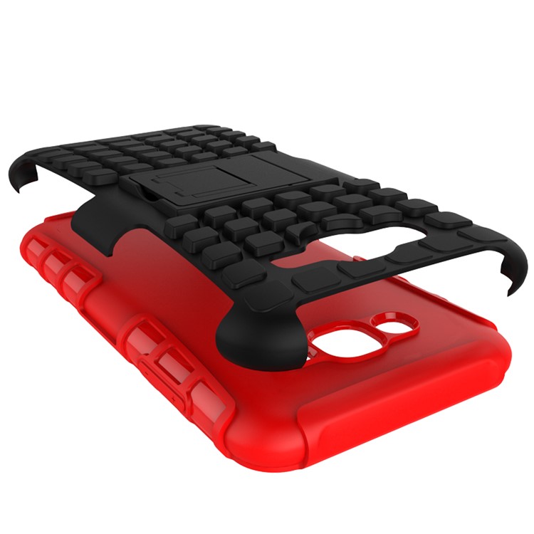 TPU PC Hybrid Shell for Samsung Galaxy J7 SM-J700F with Kickstand - Red-3