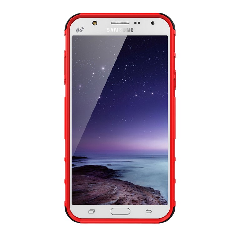 TPU PC Hybrid Shell for Samsung Galaxy J7 SM-J700F with Kickstand - Red-8
